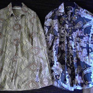 Two Men's Paisley Shirts (XL and L) - 100% Cotton
